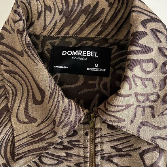 DOMREBEL Jacquard Wavy logo print zip up shirt size M - Picture 3 of 6